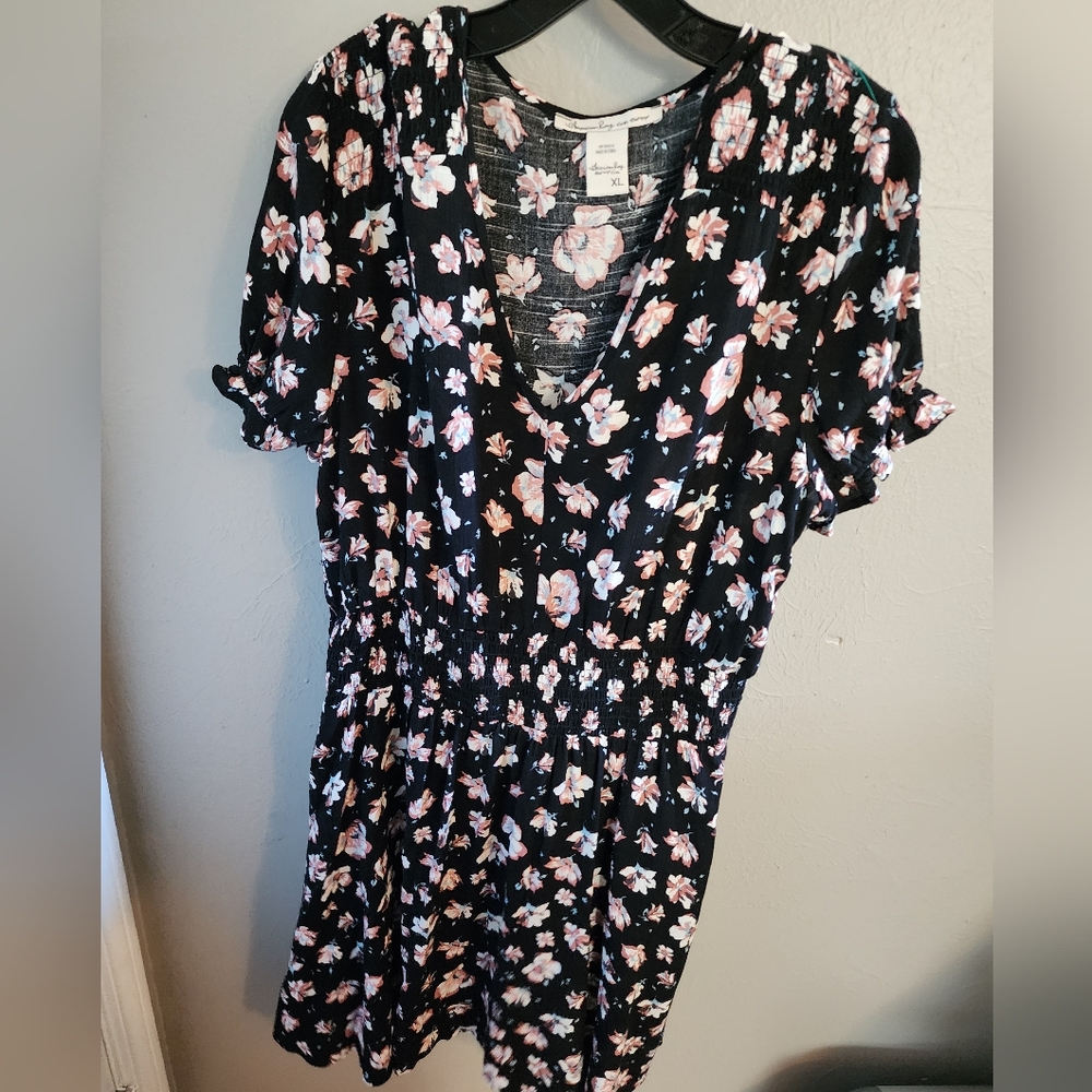 American Rag Black and Pink Floral Dress